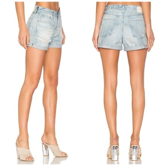 AG Adriano Goldschmied The Alex Vintage Boyfriend Raw Hem Denim Short Size 26 - Picture 2 of 9